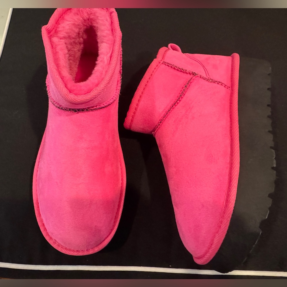 Hot Pink Women's Suede Ankle Boots Size 7